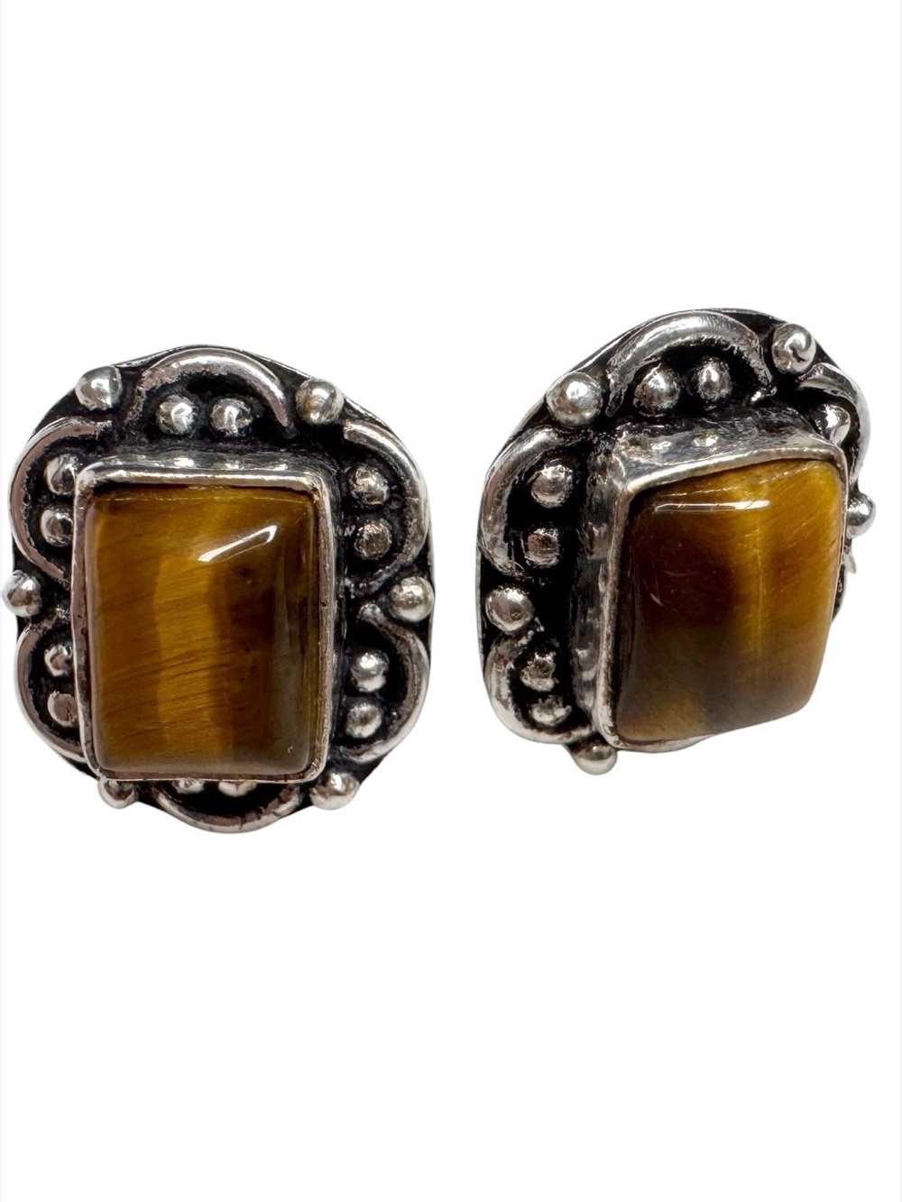 Sterling Silver Tigers Eye Stud Earrings
